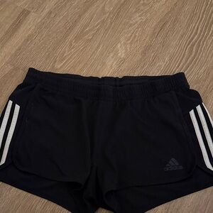 Adidas Women's Black Athletic Shorts with White Stripes